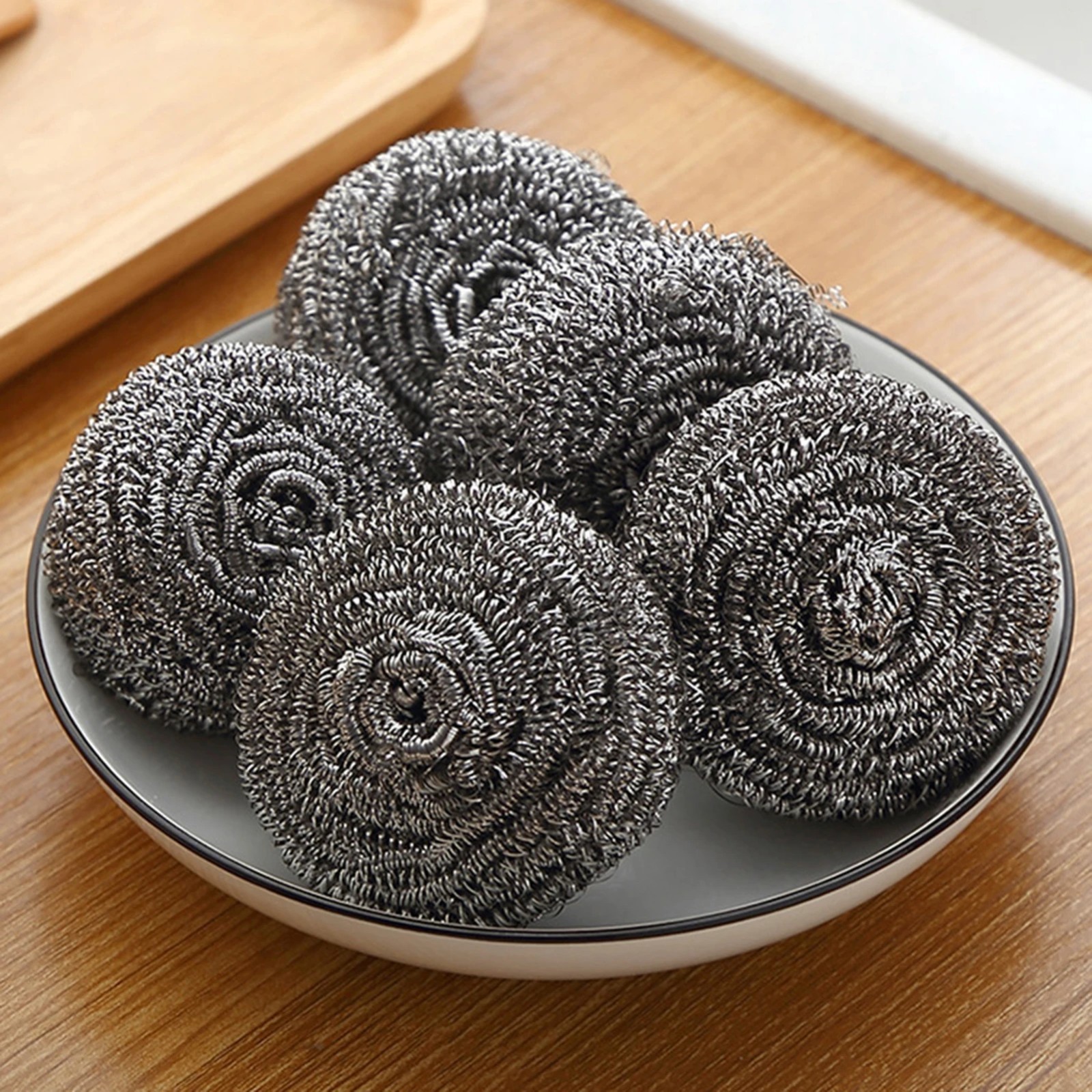 Stainless Steel Scourer Ball Rust-Free Kitchen Cleaning Brush for Pots Pans