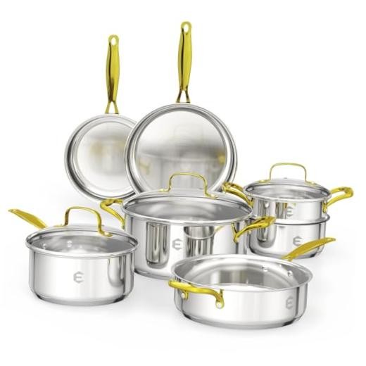 Stainless Steel Cookware Set, Tri-Ply Pots and Pans Set, 26 Piece 26 Pieces