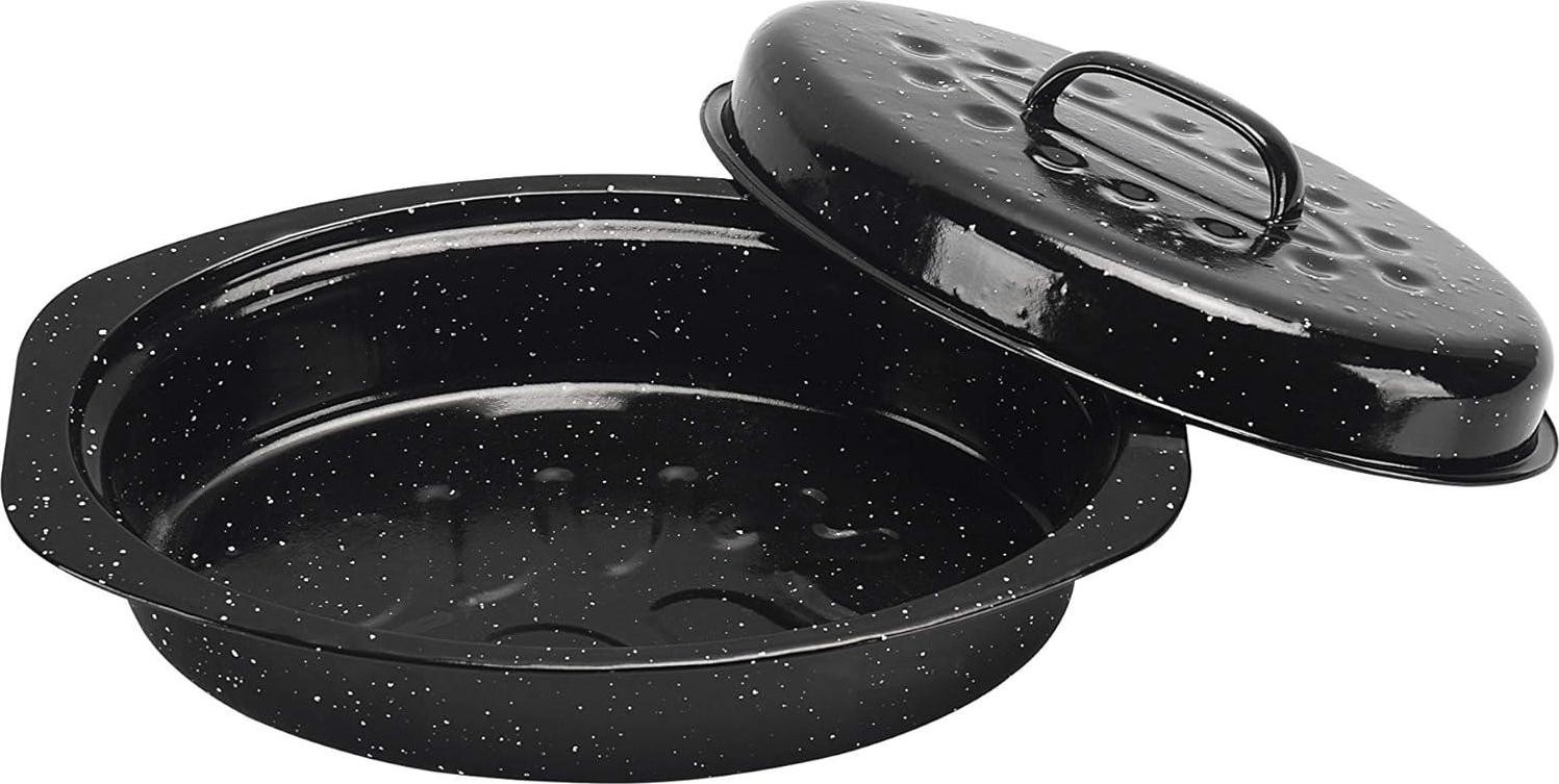 Covered Oval Roaster, 13 Inches, Black