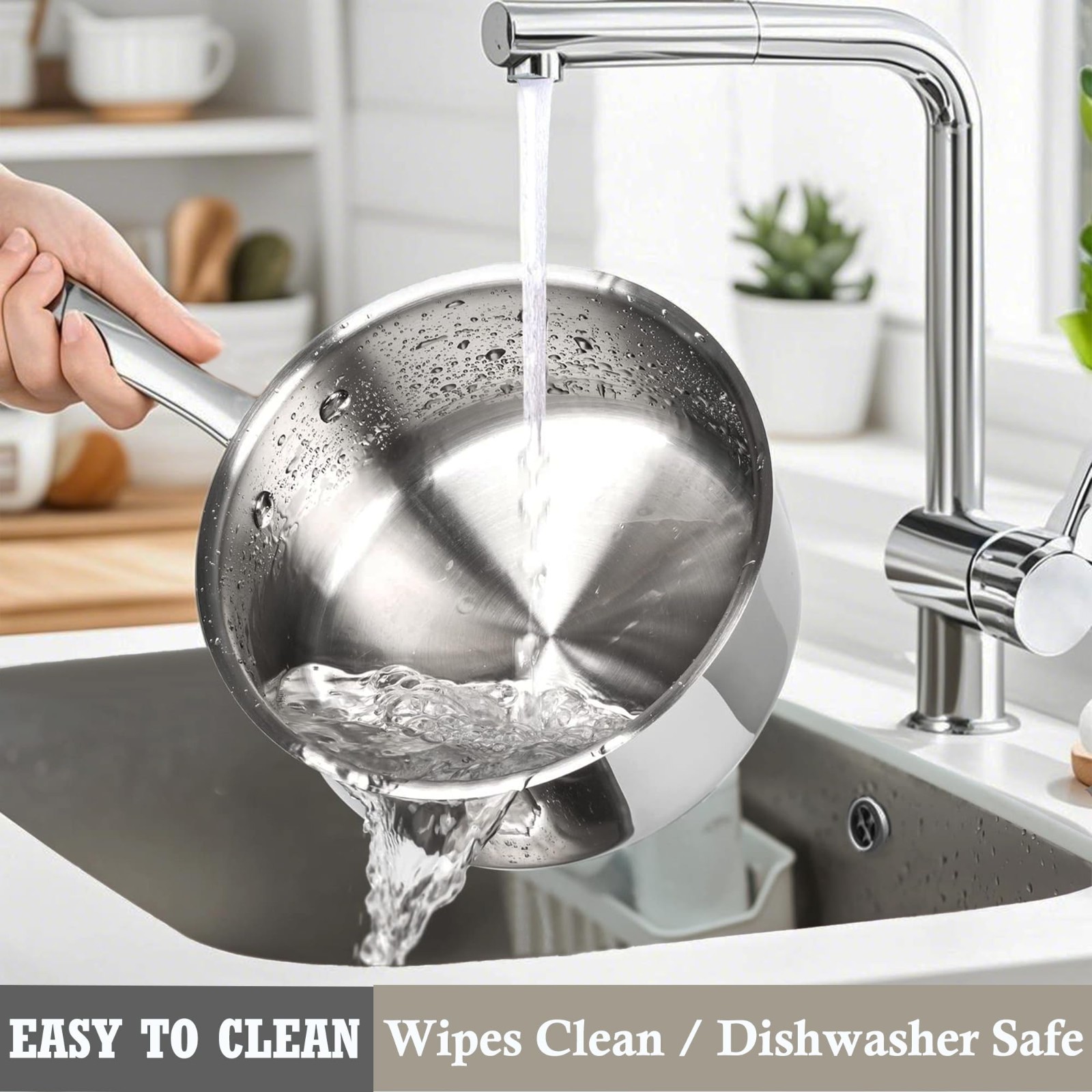 6-Piece Stainless Steel Nonstick Cookware Set – Induction, Gas & Electric Safe,