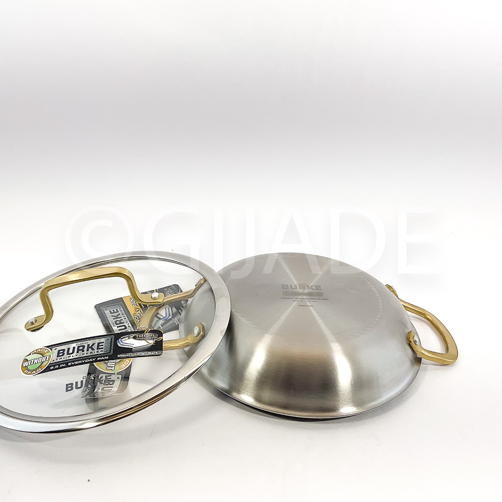 David Burke Splendor Series Everyday Pan 9.5″ Pot lid cookware Silver & Gold
