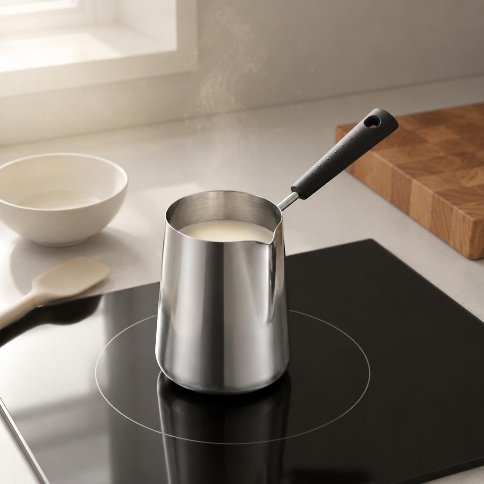 Pouring Saucepan Long Handle Butter Melting Pot Rounded Shape