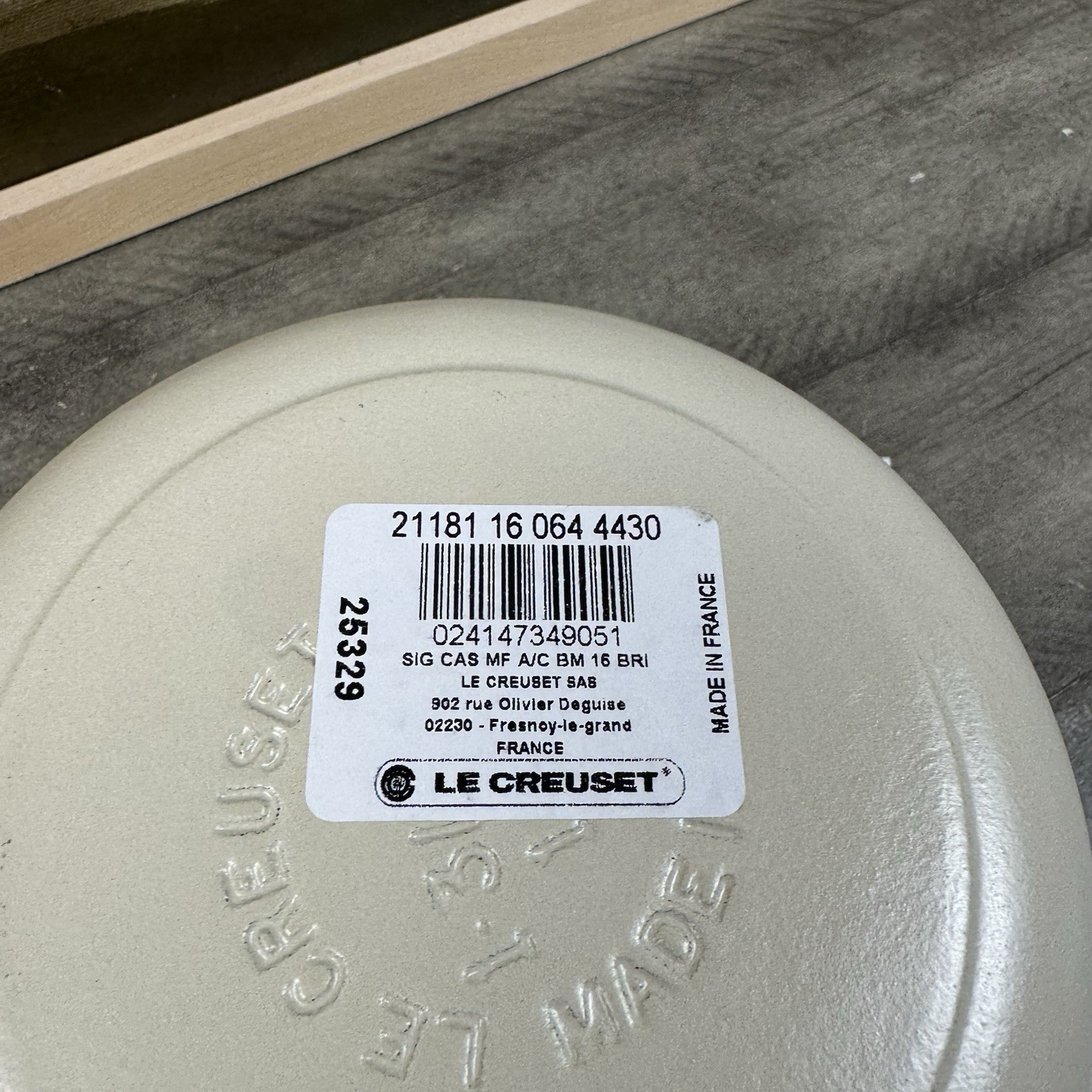Le Creuset Signature Enameled Cast Iron Saucepan 1 3/4-Qt. Brioche Scuffed Read