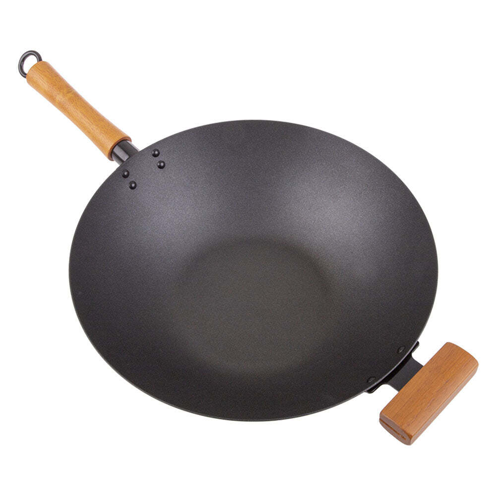 D.Line Non-Stick Excalibur Wok Heavy Gauge Steel Body With Wood Handles 36cm