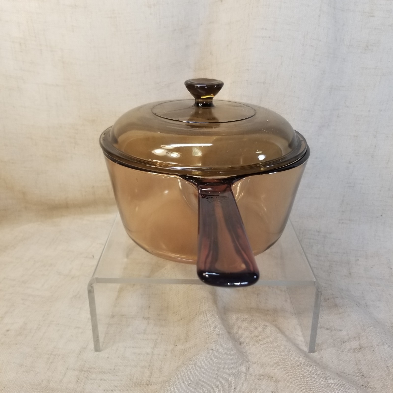 Pyrex Corning Ware Visions Amber Cookware 1.5 L Liter Saucepan Pot Lid Vtg EUC