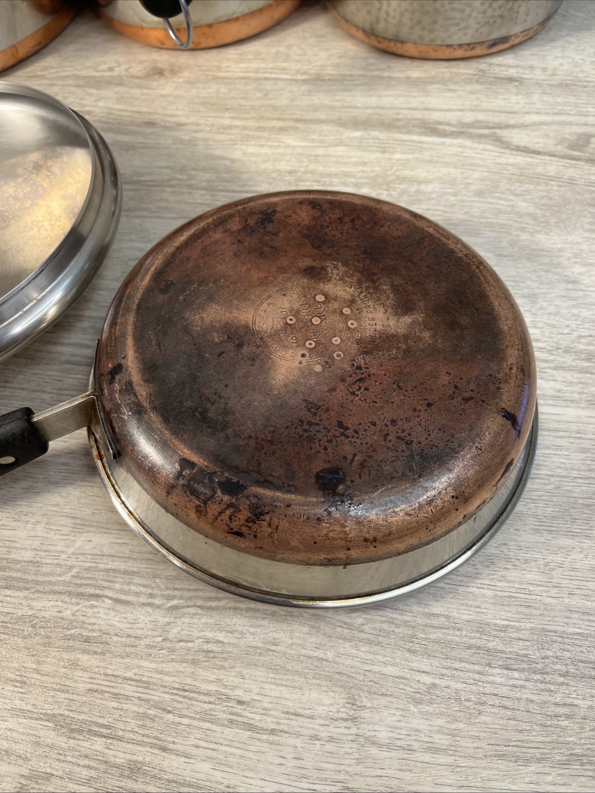 1801 Revere Ware Cook Set 8 Pc Copper Bottom Saucepan Stock Pot Assorted VTG #1