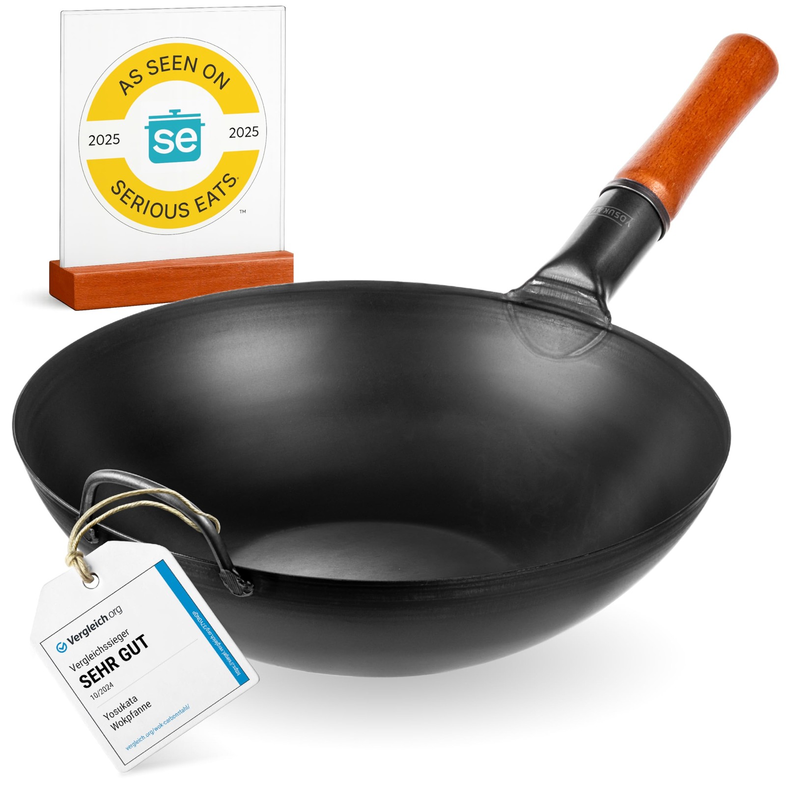 YOSUKATA Carbon Steel Wok Pan – 13,5 “ Stir Fry Pans – Chinese Wok with Flat …