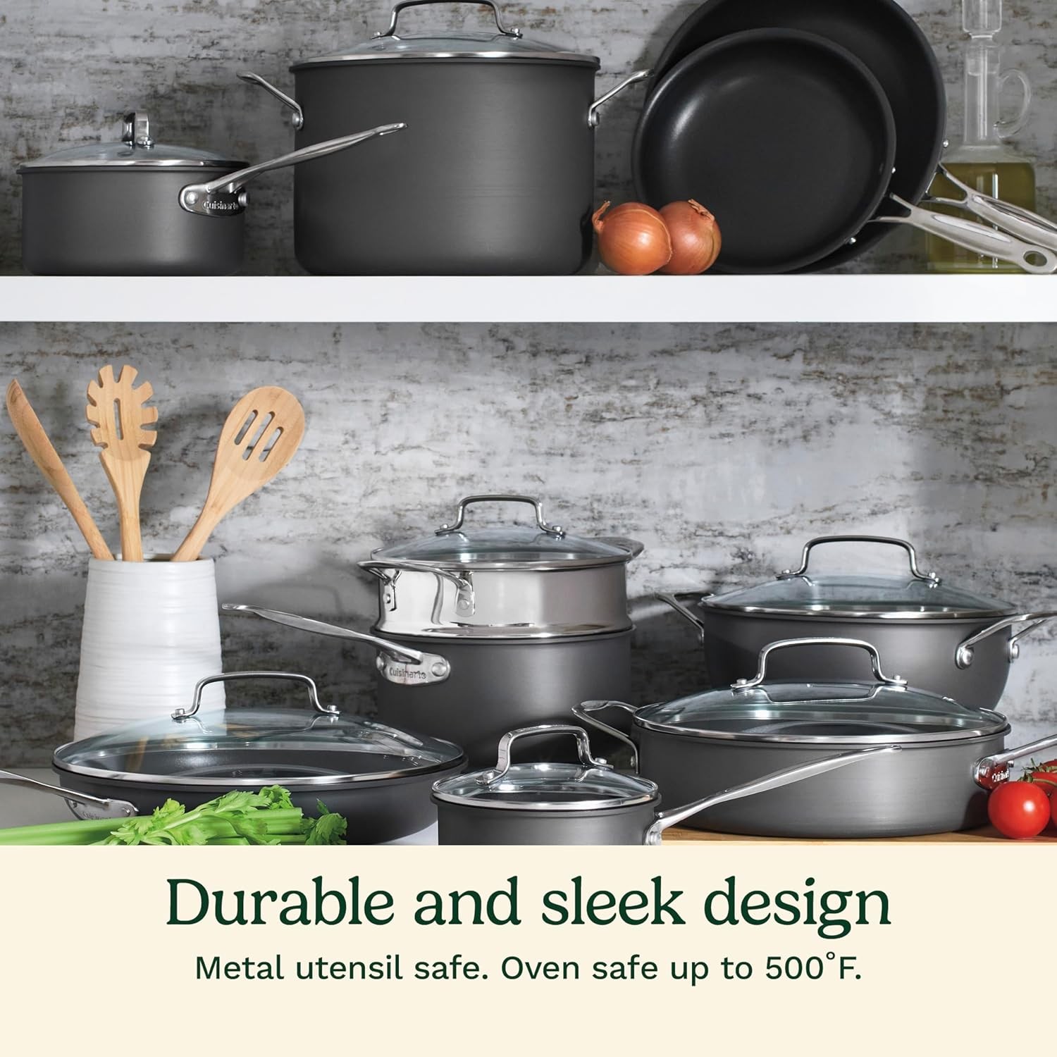 Cuisinart 17-Piece Cookware Set, Chef’s Classic Nonstick Hard Anodized, 66-17