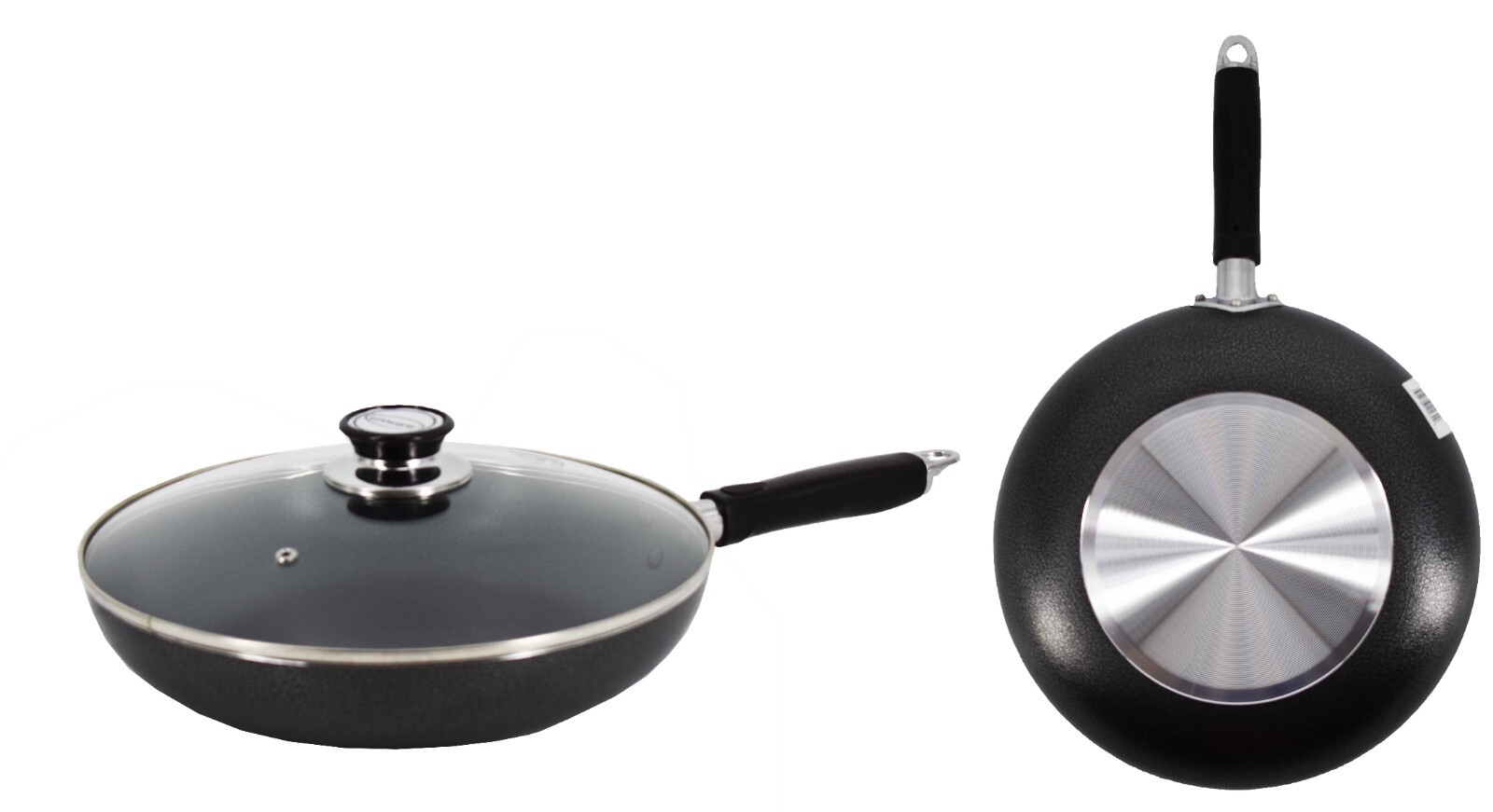 Non-Stick Aluminum Stir Frying Pan With Glass Lid, 7/8.7/10.2/11.8 Inches