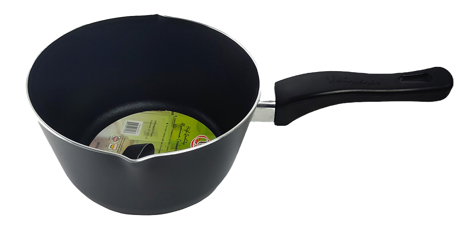 Aluminum Non Stick Saucepan With Pour Spouts, 5.5 / 6.0 / 7.0 Inches, Black