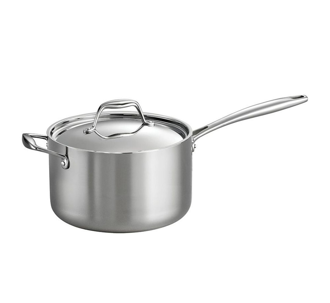 Tramontina Tri-Ply Clad 4 Qt Stainless Steel Sauce Pan w/ Lid Induction New