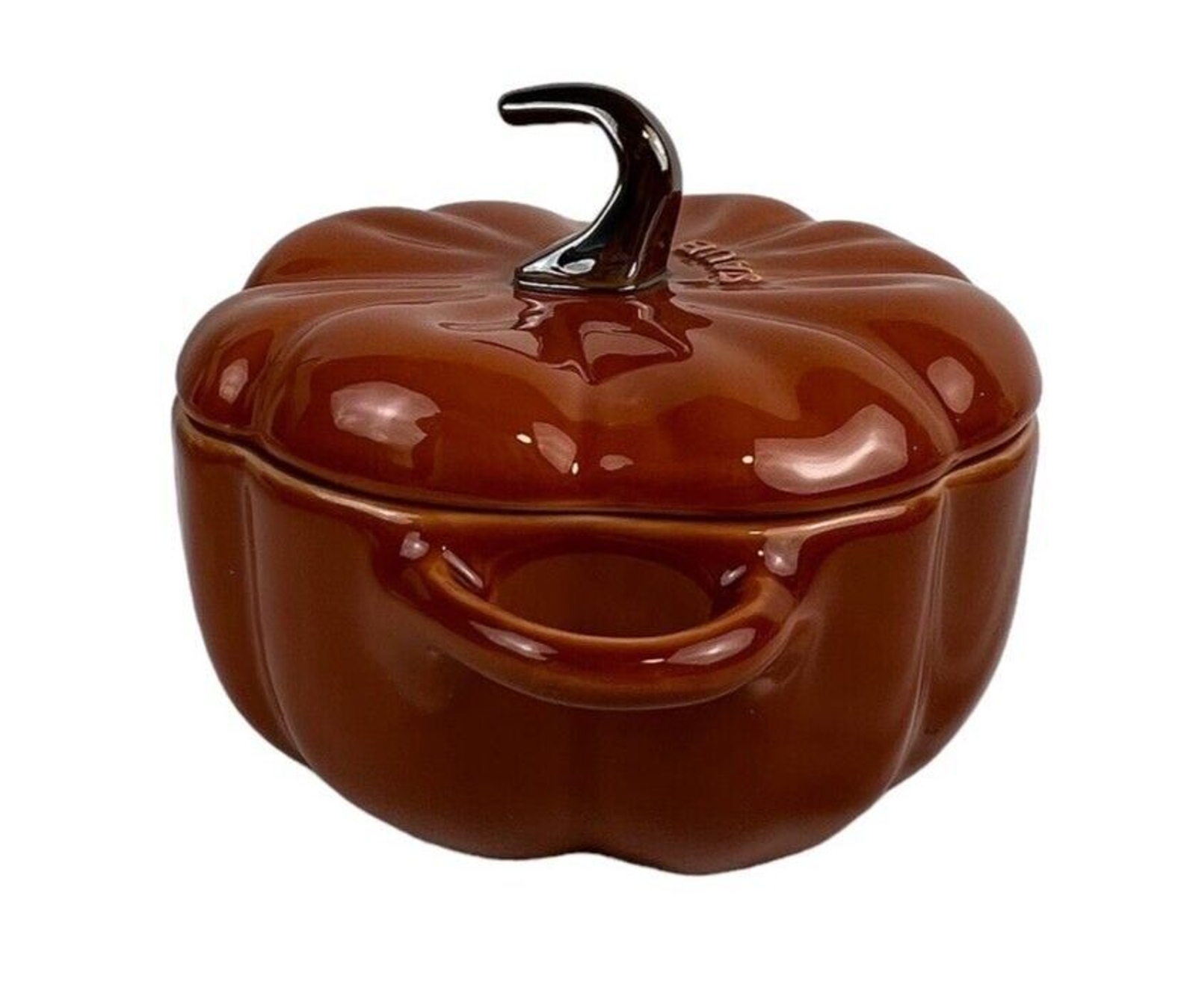 STAUB Ceramic Pumpkin Cocotte Dish 0.5 Qt 16-oz Burnt Orange Oven Safe NIB