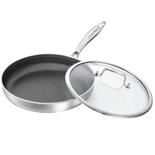 10 Inch Hybrid Nonstick Frying Pan with Lid, Tri-ply 10 Inch with Lid
