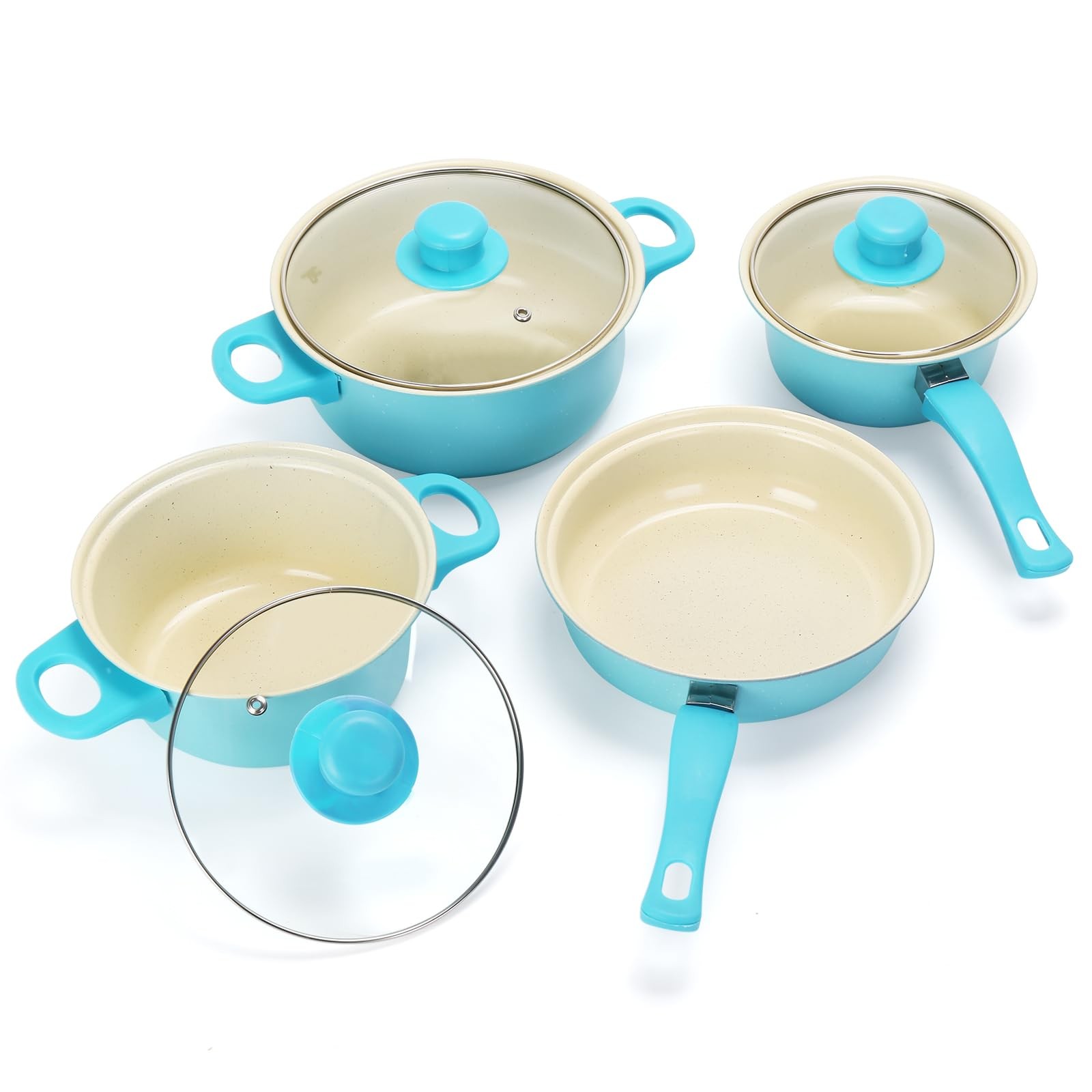Non-Stick Cookware Set, 13 Piece Set Portable Lightweight Cast Iron Pots and …
