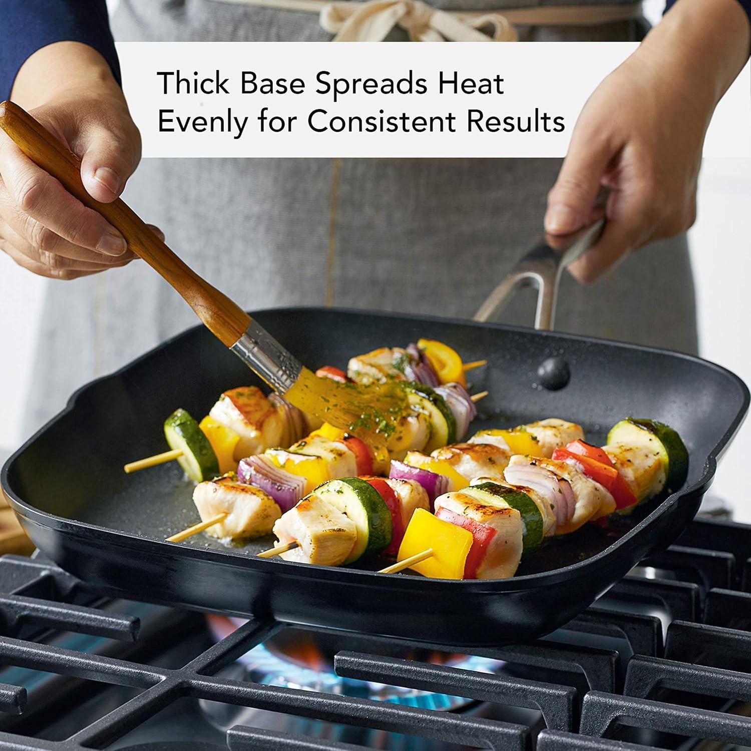 Hard Anodized Induction Nonstick Stovetop Grill Pan 11.25-Inch Square Pan Matte