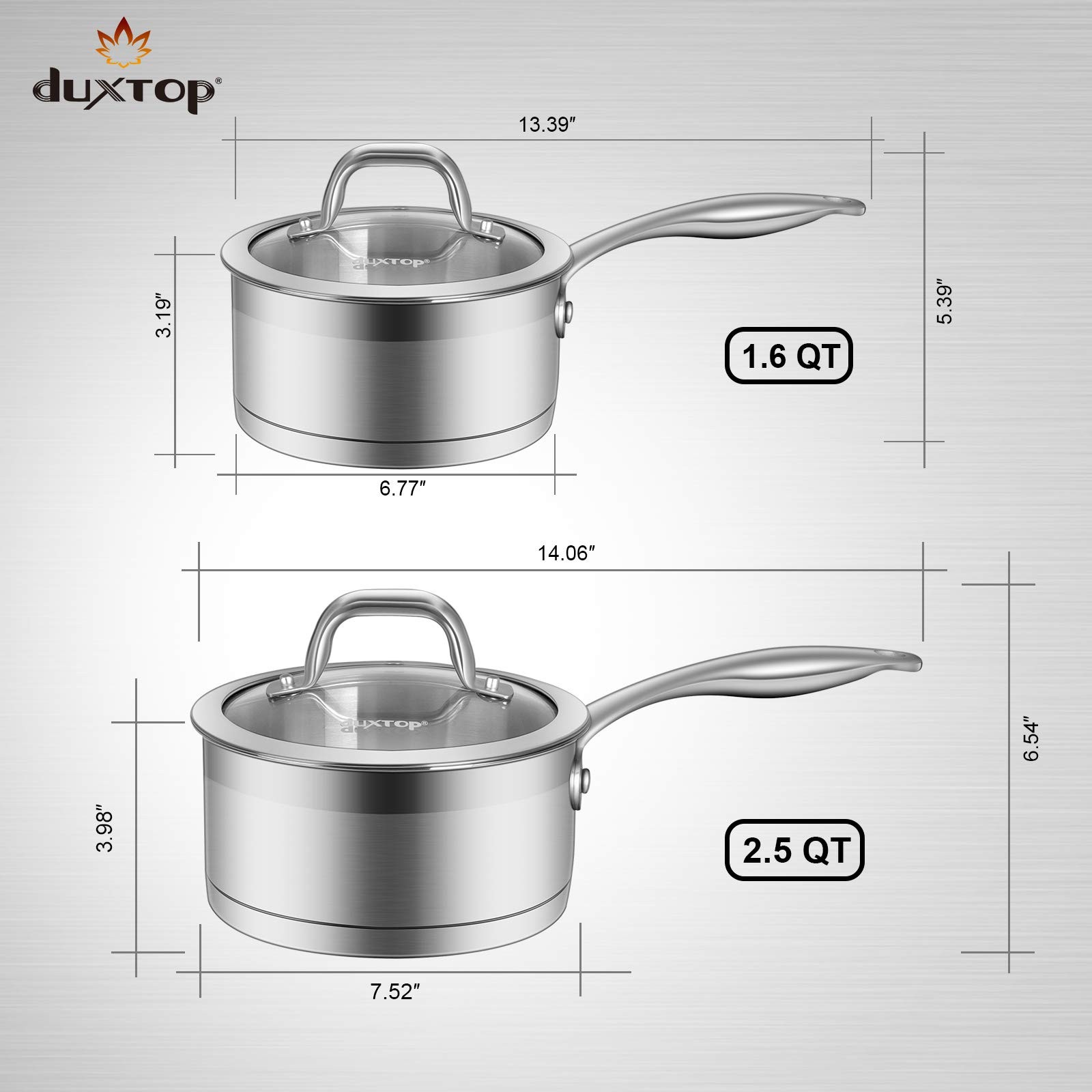 Duxtop Professional Stainless Steel Sauce Pan with Lid, Kitchen Cookware,