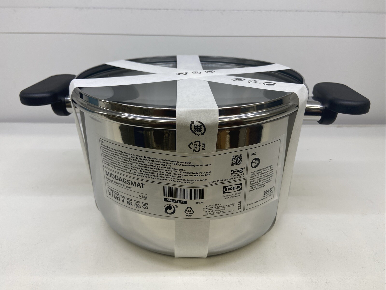 Brand New IKEA MIDDAGSMAT Stainless Steel Pot With Lid, 5 L (5.3 Qt) 905.765.21