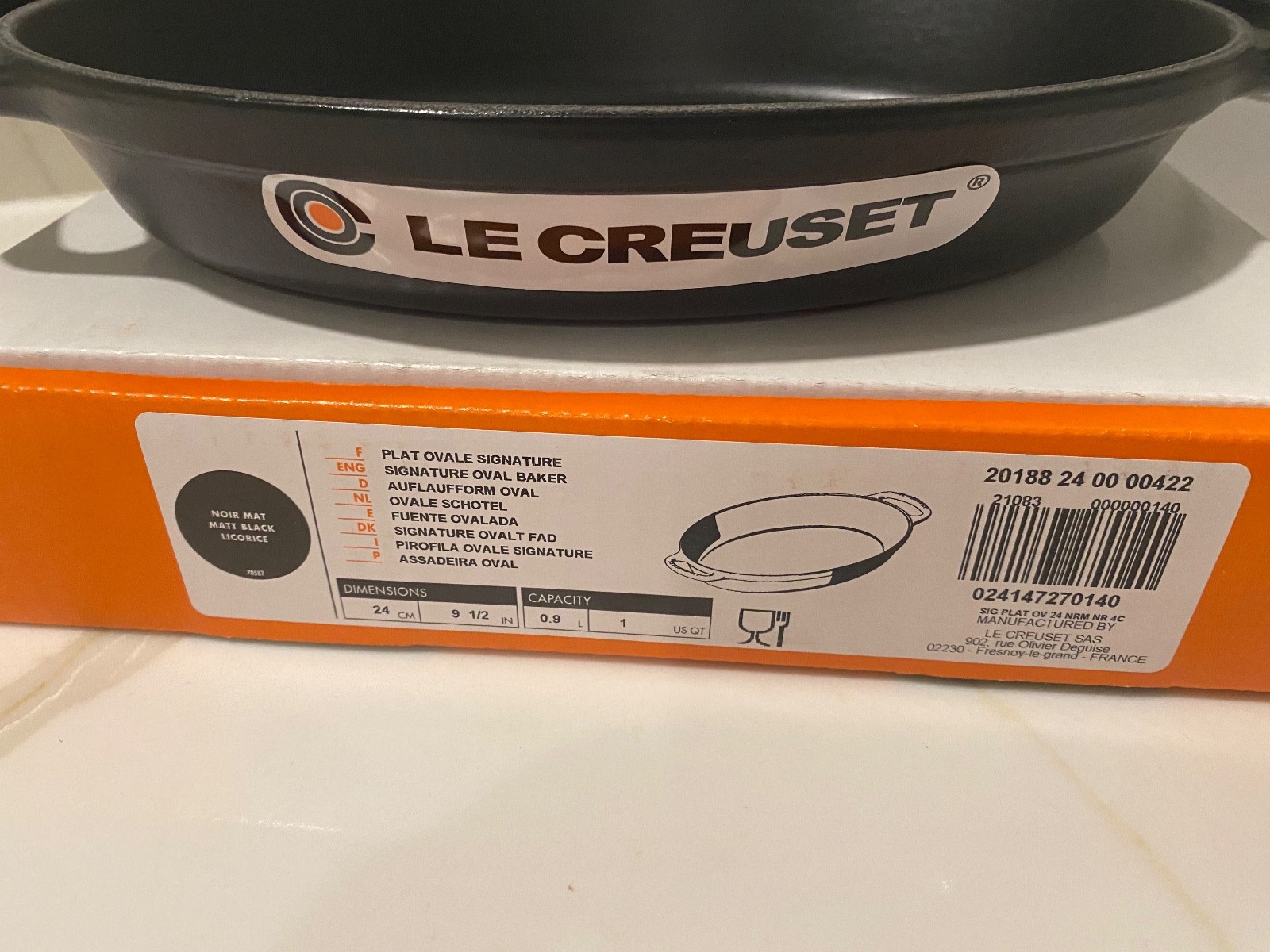 LE CREUSET 1 QUART SIGNATURE OVAL BAKER MATT BLACK/LICORICE/NOIR MAT NEW/BOX