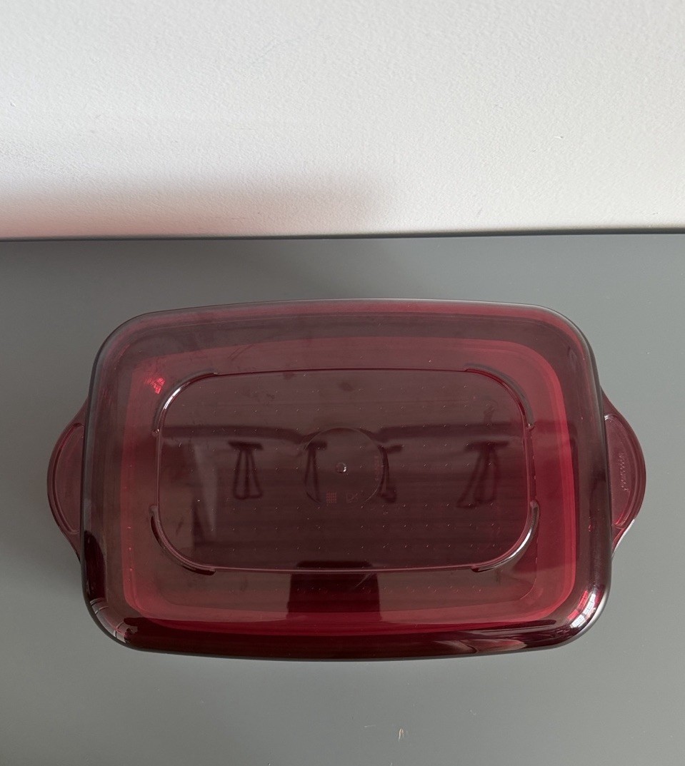 Tupperware Vintage Microwave Rectangle 1.7L Cooker Steamer Cranberry Red 4 Piece