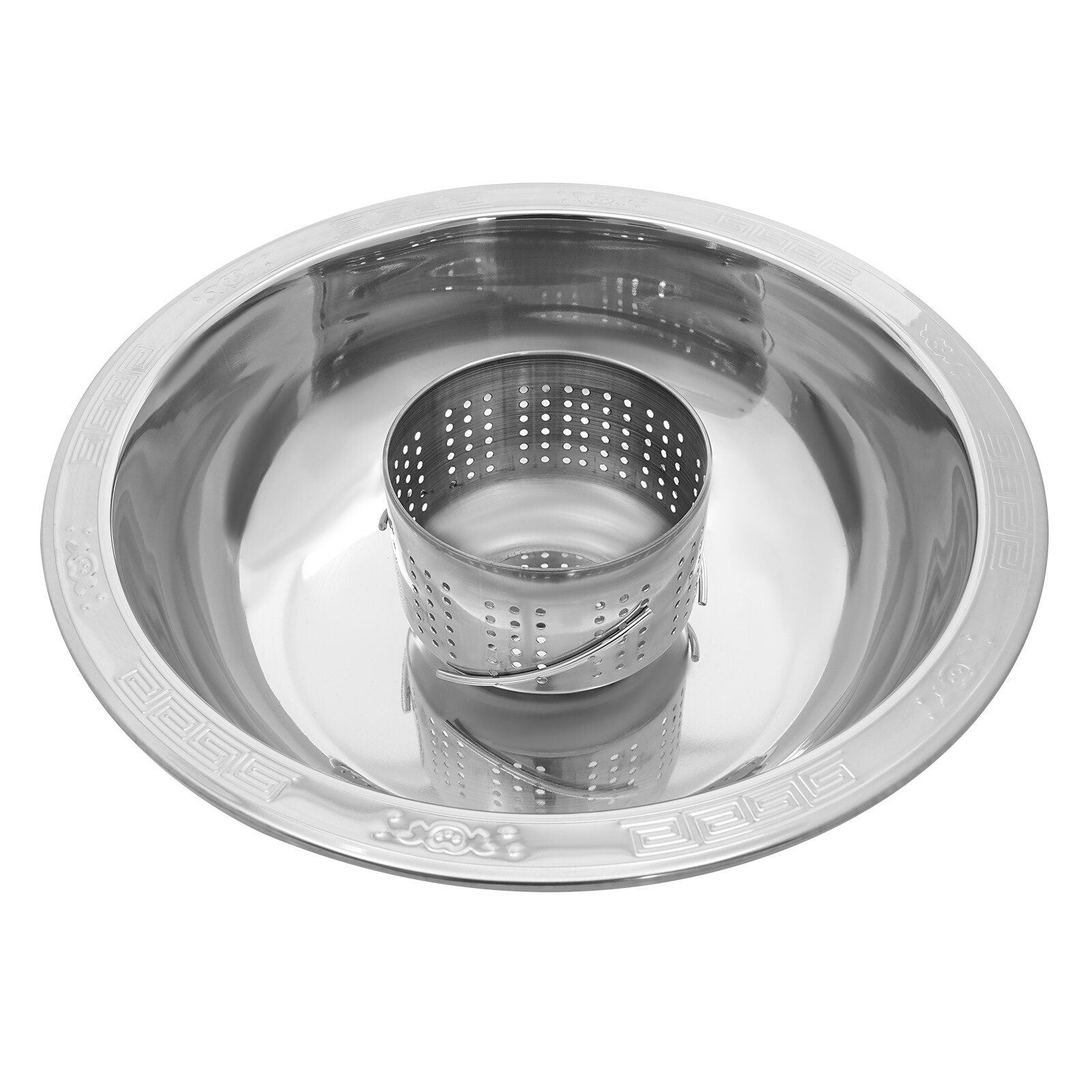 Stainless Steel Chinese-style Rotary Lifting Hot Pot with Divider Fit most stove