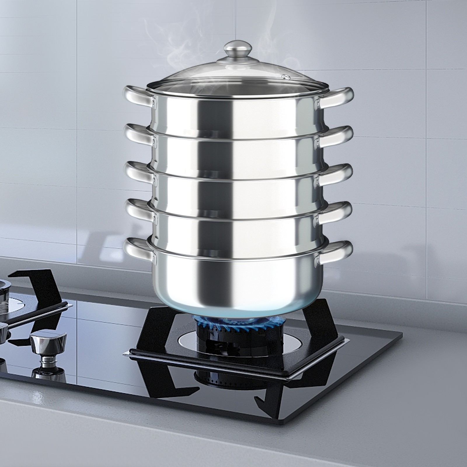 5-Layer Steam Cooker Large Steamer|Domestic Commercial Stainless Steel Steamer