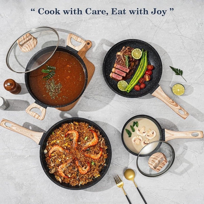 Nonstick Cookware Set 12 Pieces Frying Saute Casserole Pots Pans Cookware New