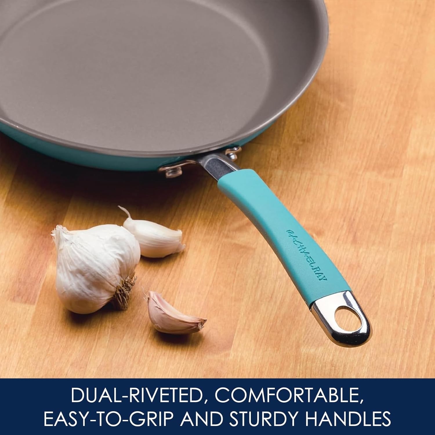 Rachel Ray’s Kitchen Cucina Nonstick Cookware Pots/Pans 12 Piece Set Agave Blue.