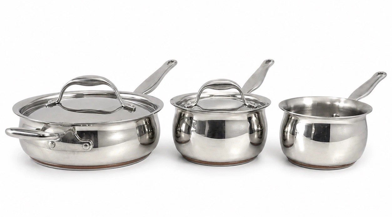 Kirkland Signature Copper Core 1.5, 2 & 3.5 Qt Cookware w/ 2 Lids NSF