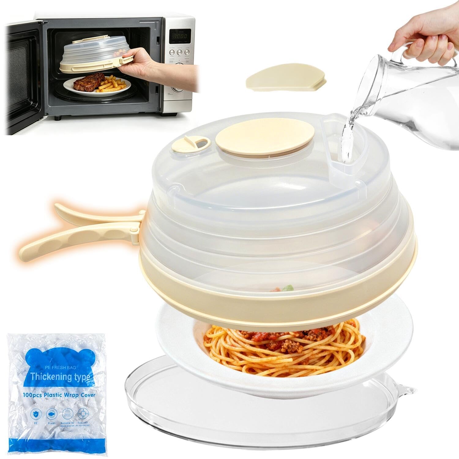 10.6 inch Large Collapsible Microwave Splatter Cover & Anti-Scald Base Plate …