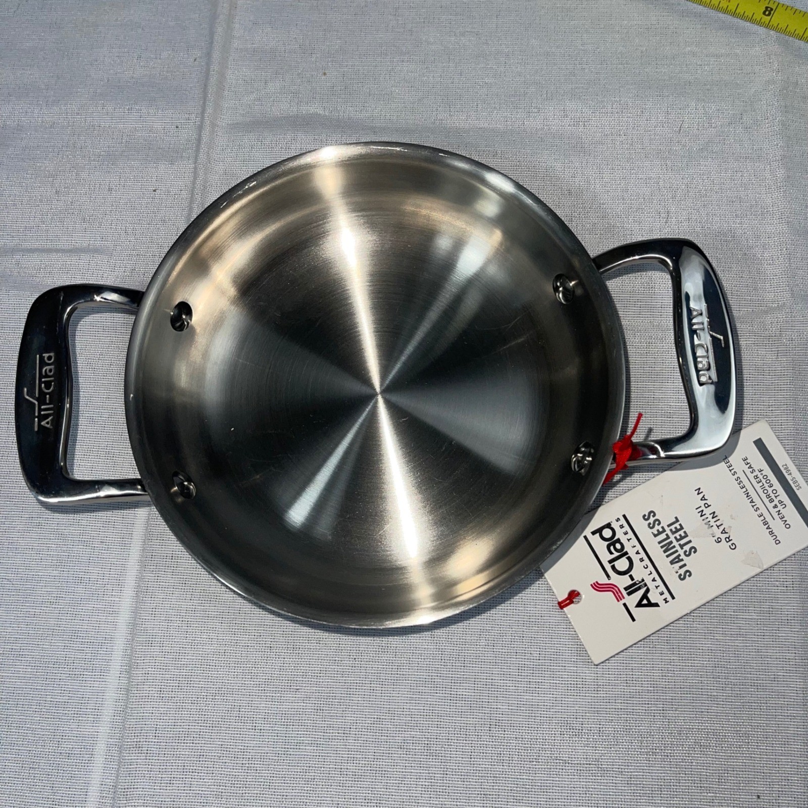All-Clad Mini Gratin Pan 6in Silver New Stainless Steel Oven Safe 600F bake cook