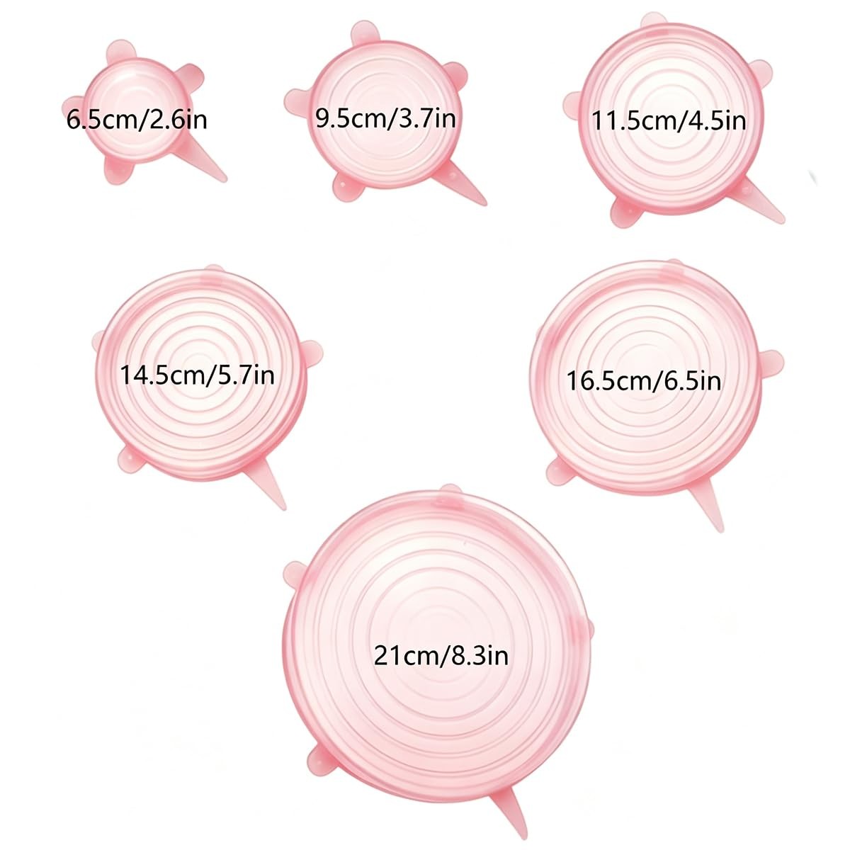 6 pcs Silicone Stretch lids set(6 Sizes,pink)