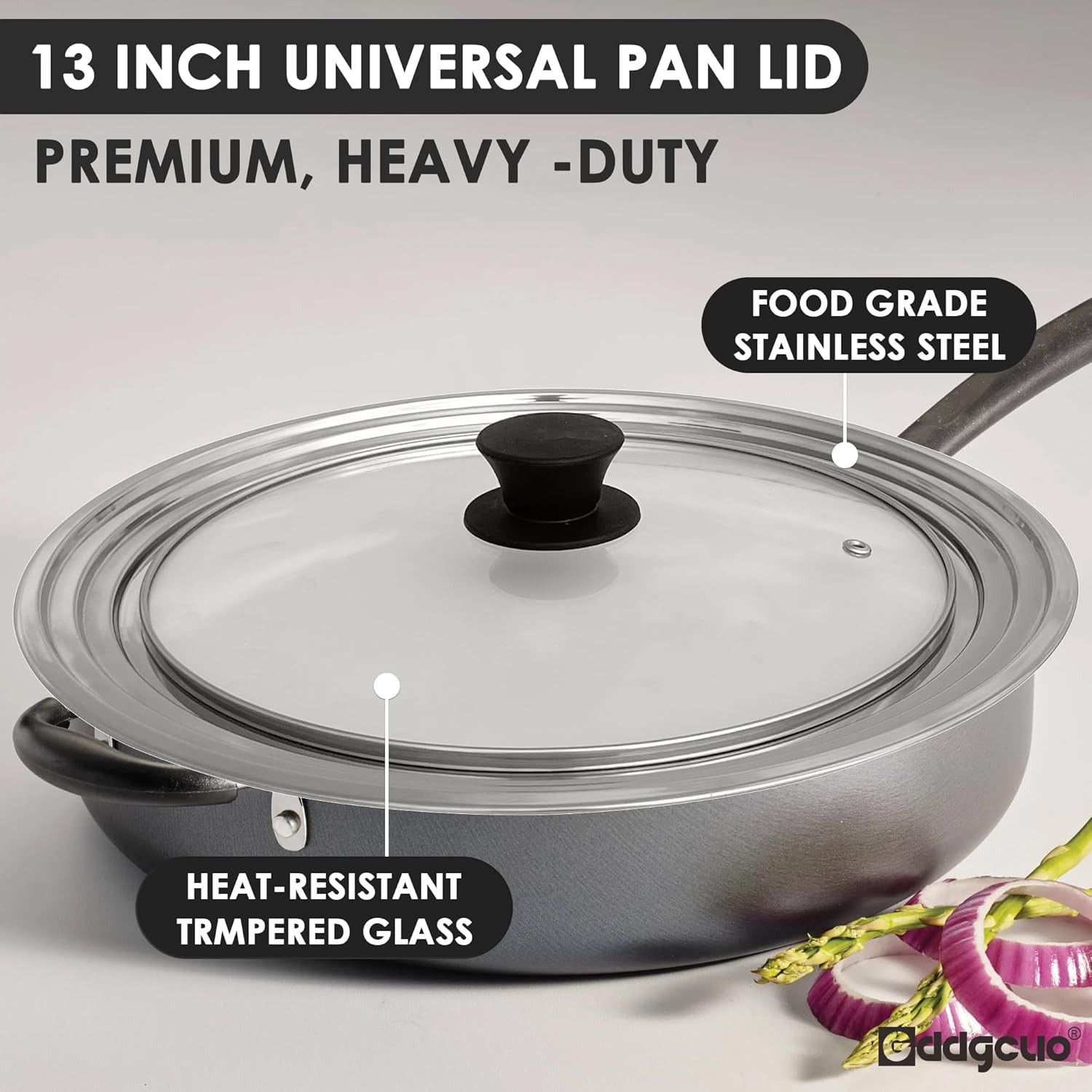 Universal Pot & Pan Lid Fits 11″ 12″ 13″ Cookware Stainless Steel Replacement Fr