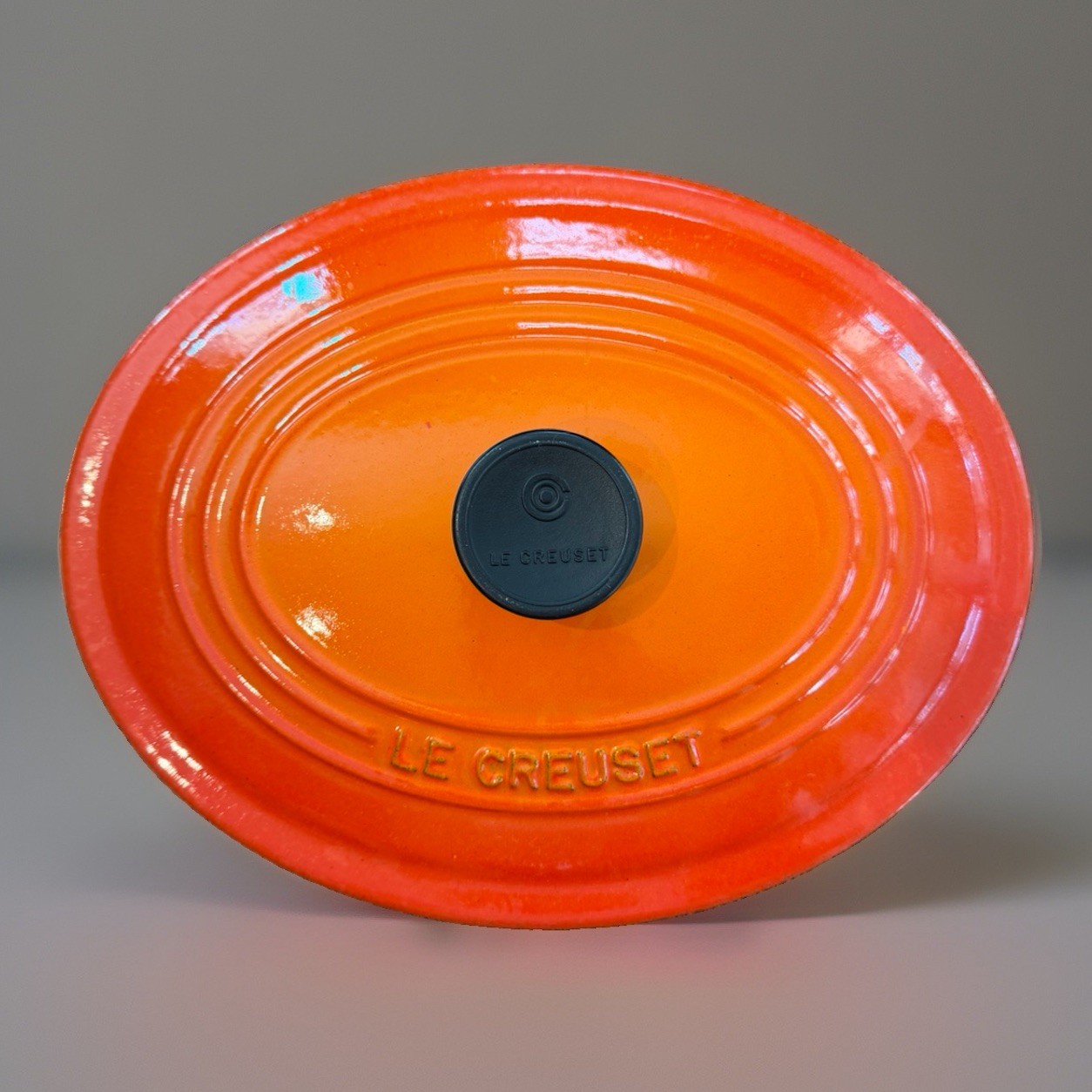 Le Creuset #25 Oval Dutch Oven Lid Flame Orange Cast Iron France