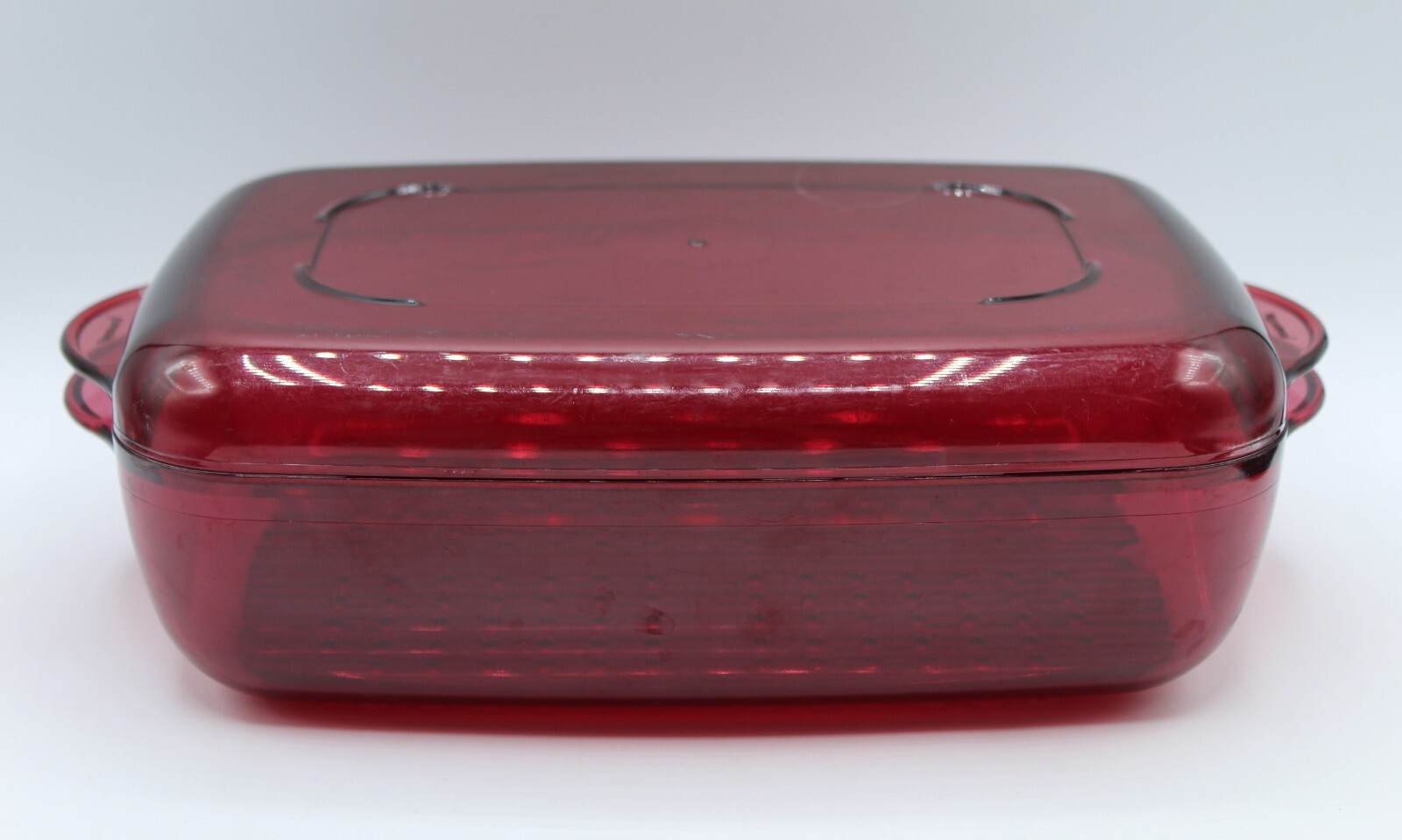 Vintage Tupperware 1.7L Microwave Cooker Steamer 3 Piece Cranberry Red