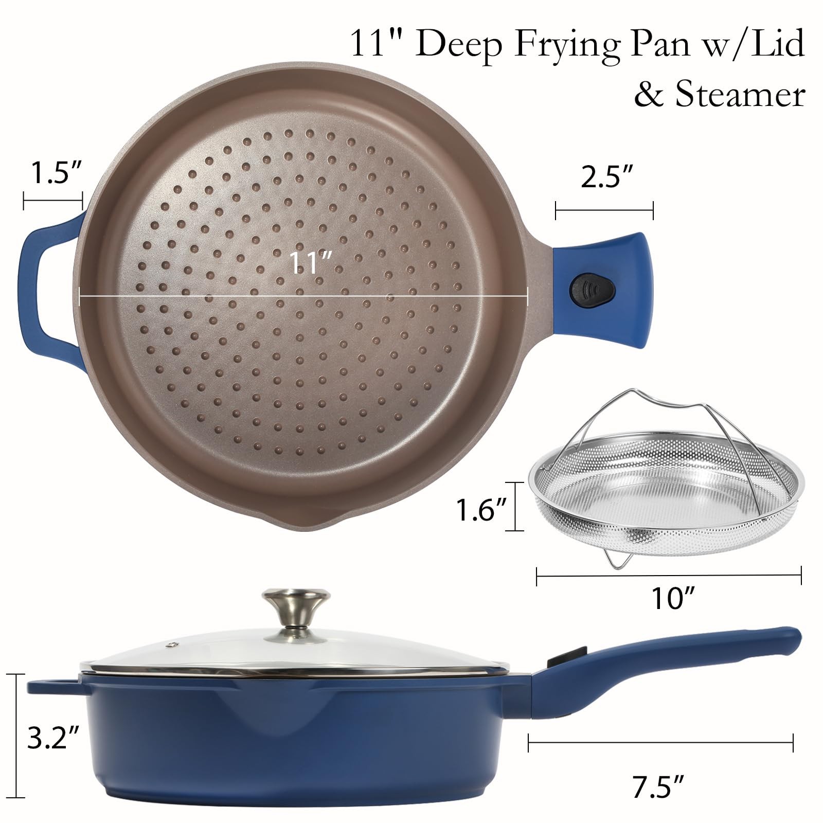 Nonstick Always Pan with Lid, 11 Inch(4.5 Qt) Deep Frying Skillet Sauté Pan, …