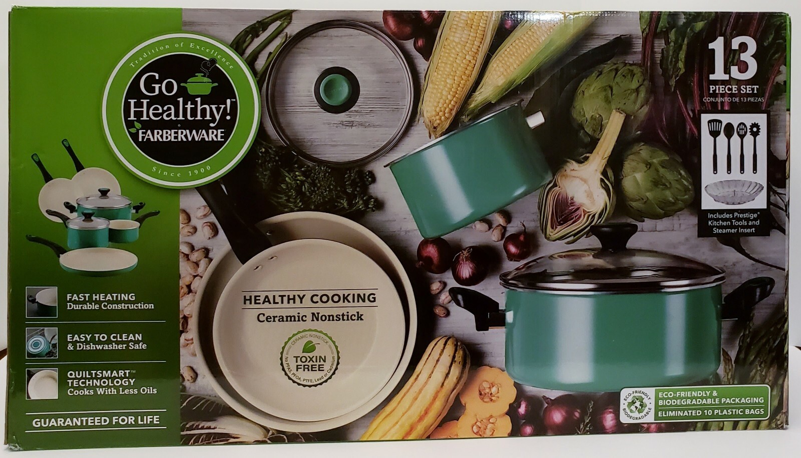 Go Healthy! By Farberware 13 Piece Nonstick Pots And Pans Cookware Set W/ Tools