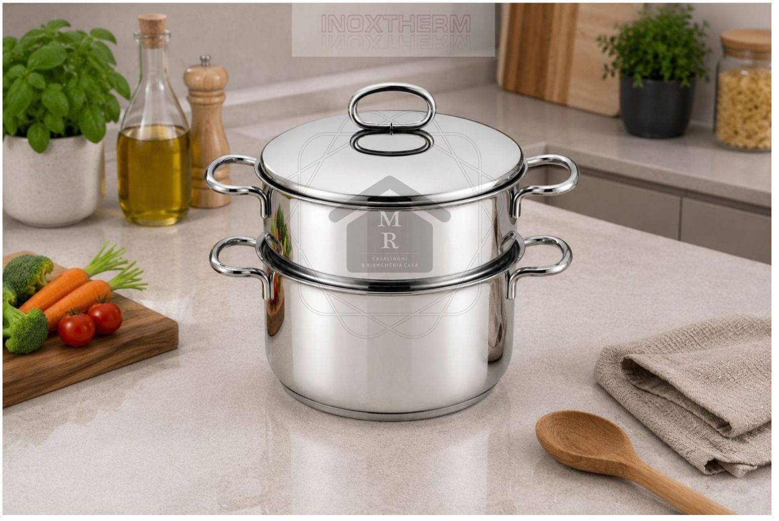 Officine Prandelli 18/10 Stainless Steel Steamer Set Inoxtherm Line