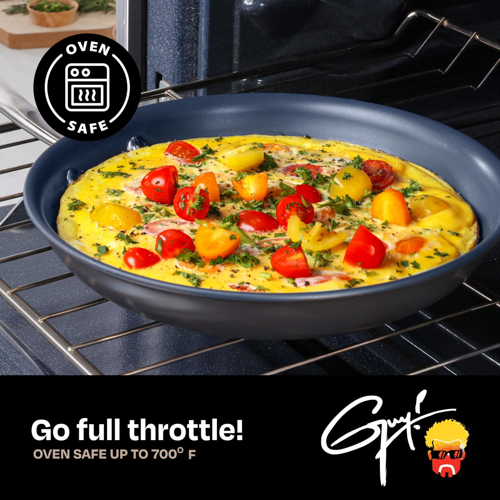 Guy Fieri’s Flavortown Laser Titanium 2 Pcs Fry Pan Set 8.5″ and 10″ – Non-st…