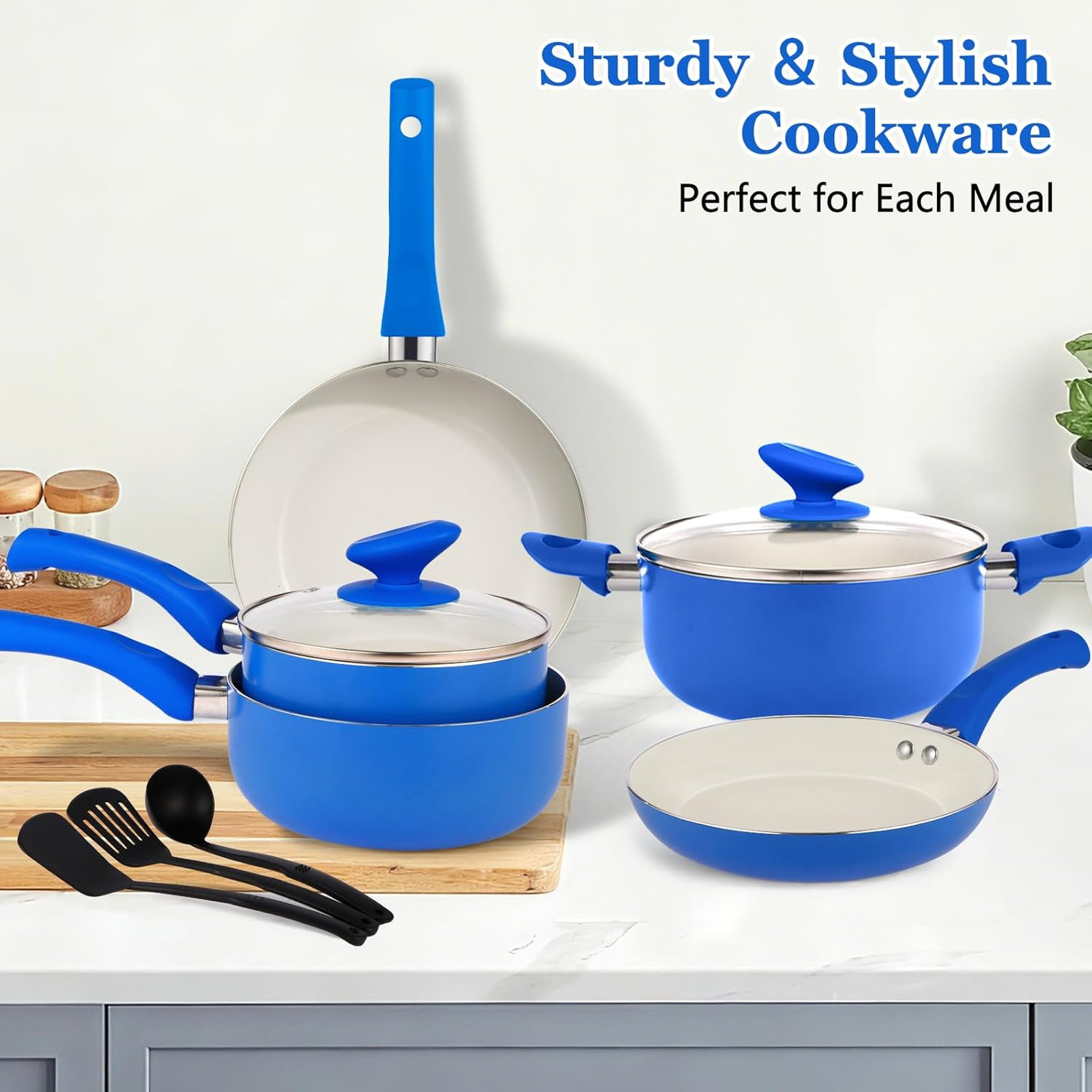 12-Piece Nonstick Ceramic Cookware Set with Stay-Cool Handles Induction