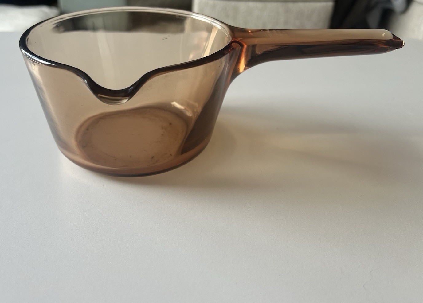 Vintage Visions Corning France Amber Glass Saucepan, Pour Spout, 0.7L