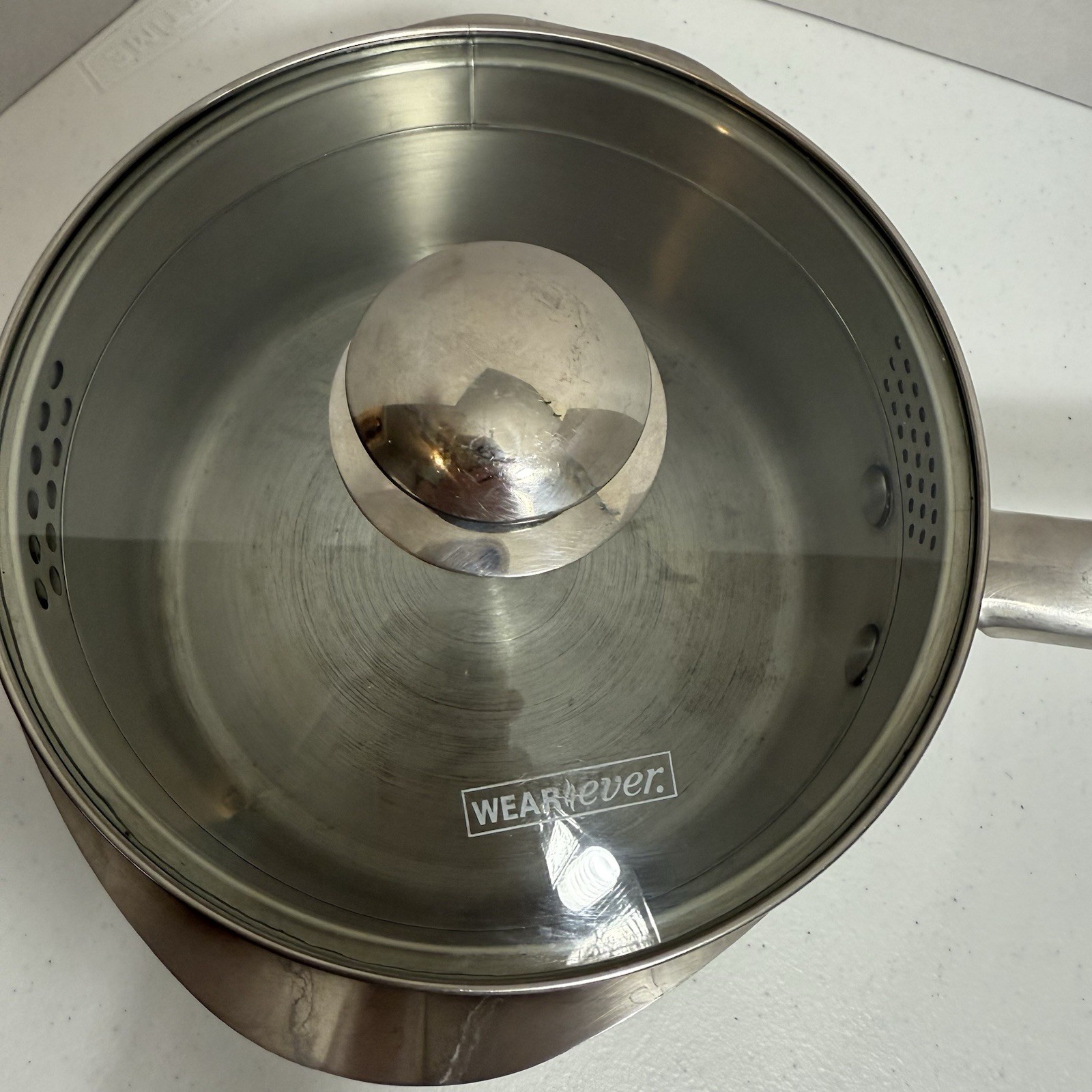 WearEver Stainless Steel 2 Qt Saucepan with Double Pour Spouts & Strainer Lid