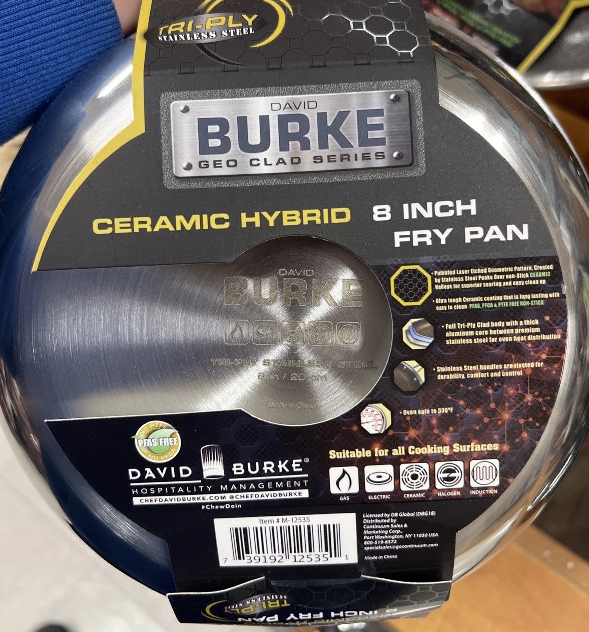 David Burke Geo Clad 8″ Tri-Ply Stainless Hex Steel Hybrid Frying Pan w/ Copper