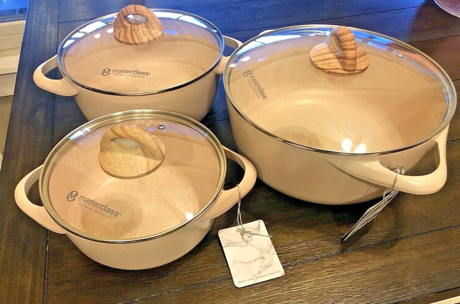 Masterclass Pastel PINK Speckled Casserole 8″ 9.5 11 Pan Cookware w/ Lid Cooking