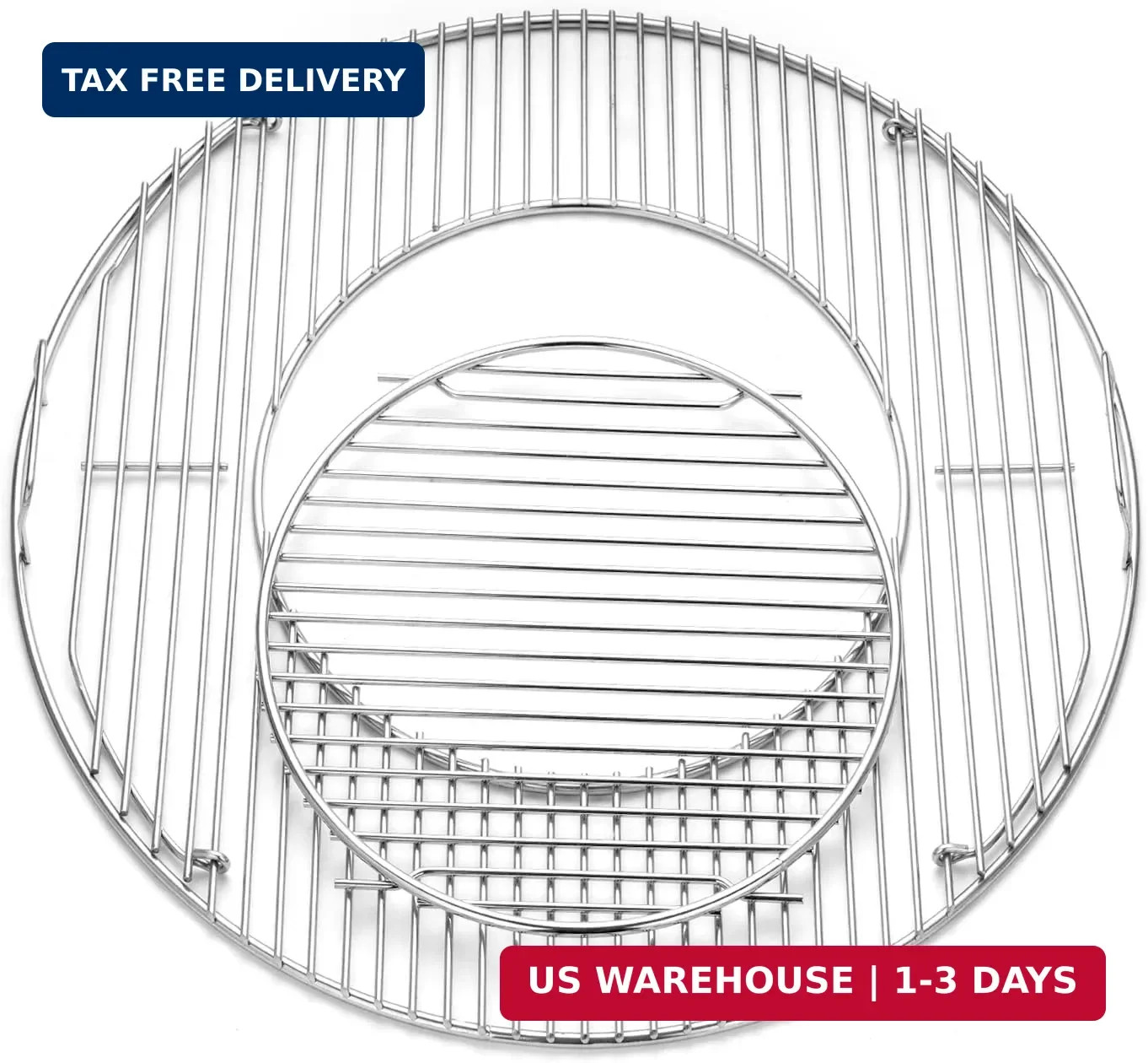 22.5″ Hinged Cooking Grate for Weber, Charcoal Grill, Kettle, One-Touch Silver,