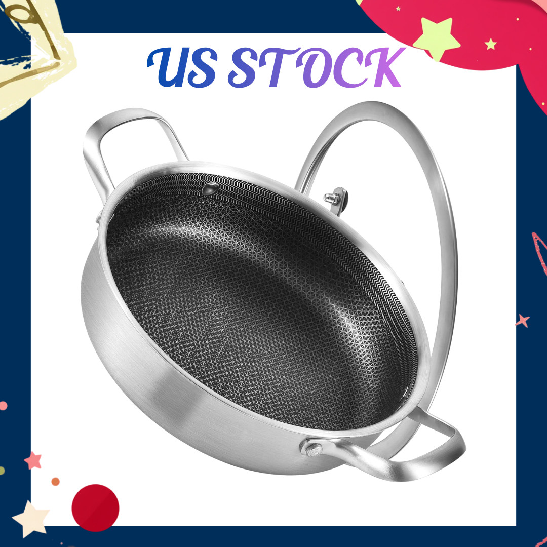 NEW 3QT Tri-Ply Stainless Steel Nonstick Saute Pan 10″ with Lid Induction Safe