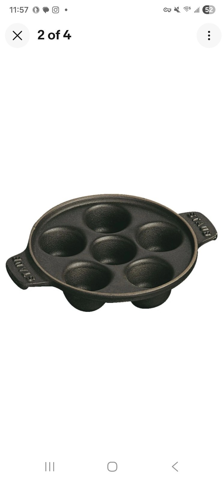 Staub Cast Iron5.5-inch, Escargot Dish with six holes, black matte