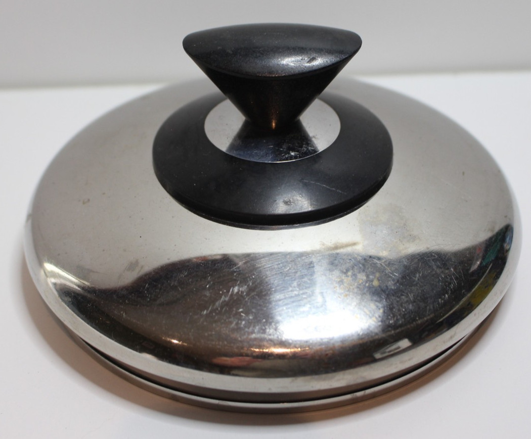 Stainless Steel Pot/Pan Replacement Lid, 5 1/8″ Diameter, Black Knob