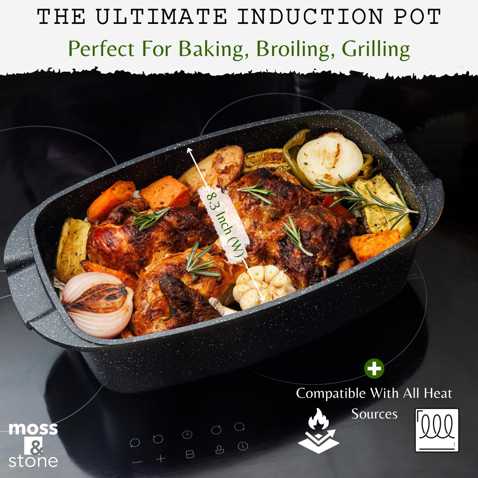 Die Cast Aluminum Oval Roaster Pot 12-Inch, Induction Compatible, Gas Stove Top