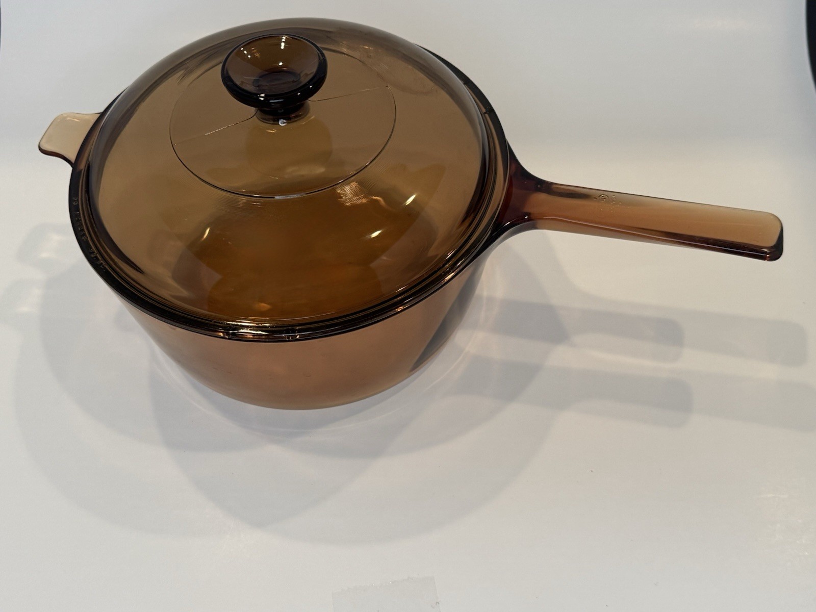 Vintage Corning Visions Amber Glass 2.5L Saucepan Pot with Lid V-2.5-B USA