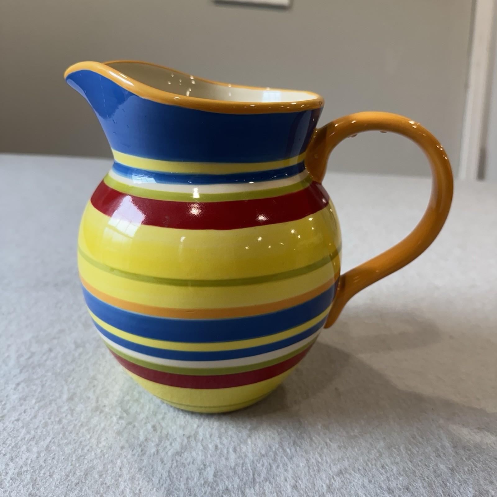 Lorena Garcia Multicolored Striped 7″ Tall Water Pitcher